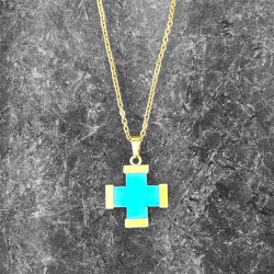 Turquoise Blue Greek Cross...