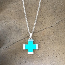 Turquoise Blue Greek Cross...